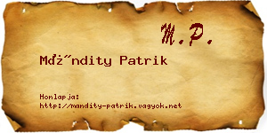 Mándity Patrik névjegykártya
